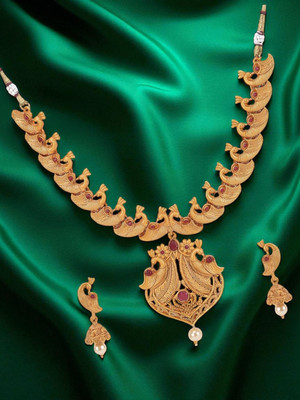 JEWELS GURU Alloy Gold-plated Maroon, Green Jewellery Set(Pack of 1)