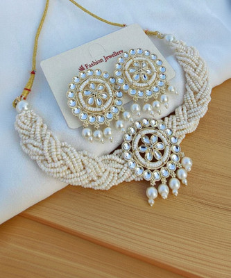 ZMS Alloy White Jewellery Set(Pack of 3)