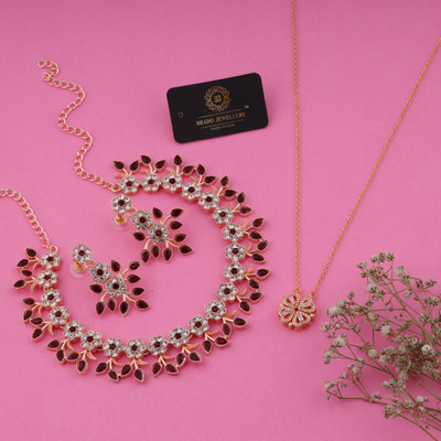 Divastri Brass Gold-plated Maroon, Rose Gold Jewellery Set(Pack of 1)