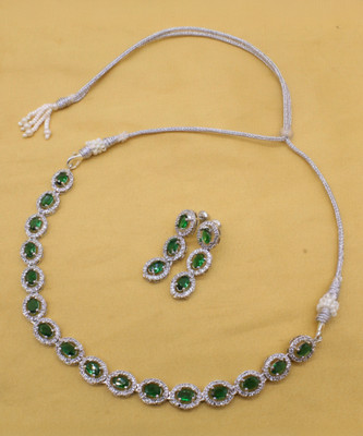 Shining Angel Copper Silver Green Jewellery Set(Pack of 3)