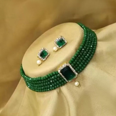 Chikku Alloy Gold-plated Green Jewellery Set(Pack of 1)