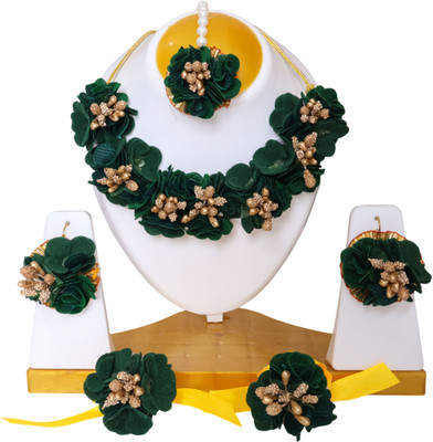 TheQueenVibes Fabric Green Jewellery Set(Pack of 1)