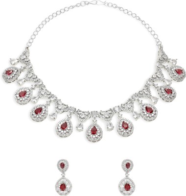 Oomph Alloy Silver Silver, Red Jewellery Set(Pack of 2)