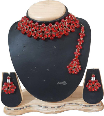 STYLISH DUDE Alloy Gold-plated Red Jewellery Set(Pack of 1)