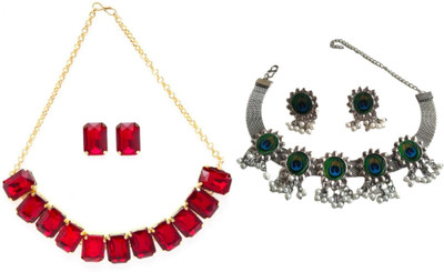 JMBW INTERNATIONAL Alloy Red, Silver, Blue, Green Jewellery Set(Pack of 2)