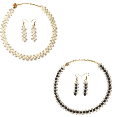 PRAGATI Alloy Black, White Jewellery Set(Pack of 2)