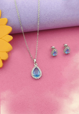 Pihoo Enterprise Alloy Silver Blue Jewellery Set(Pack of 1)