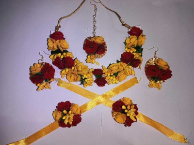 FASHIONINSTA Fabric Red, Yellow Jewellery Set(Pack of 1)