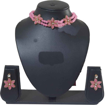 STYLISH DUDE Alloy Pink Jewellery Set(Pack of 1)