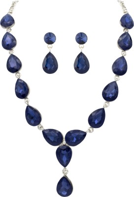 Rhymee Alloy Rhodium Blue Jewellery Set(Pack of 1)