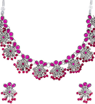 Shining Jewel Brass Brass Silver, Maroon Jewellery Set(Pack of 3)