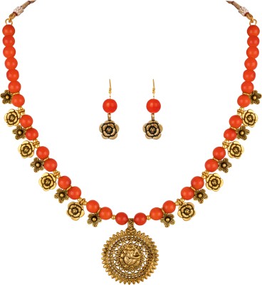 TAP Fashion Copper Gold-plated Orange Jewellery Set(Pack of 1)