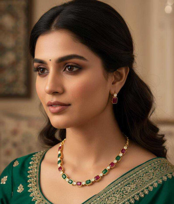 URVSSTORE Brass Gold-plated Multicolor Jewellery Set(Pack of 3)