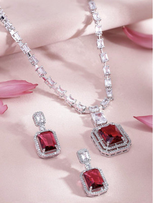 AKENTERPRISE Brass Silver Red, Silver Jewellery Set(Pack of 1)