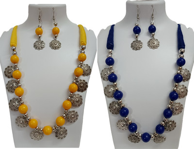 Loknath Handcraft Alloy Silver Multicolor Jewellery Set(Pack of 2)