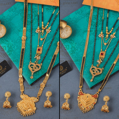 Divastri Brass Gold-plated Gold Jewellery Set(Pack of 2)