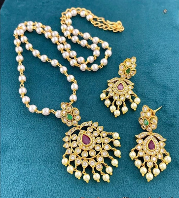 YIMBLI Brass Gold-plated Gold Jewellery Set(Pack of 1)