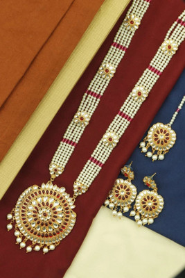 Bhagya Lakshmi Alloy Gold-plated Red Jewellery Set(Pack of 1)