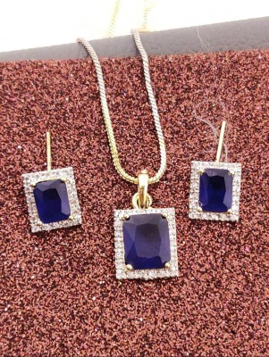 Pihoo Enterprise Alloy Gold-plated Blue Jewellery Set(Pack of 1)