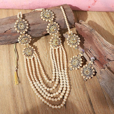 URBANELA Brass Gold Jewellery Set(Pack of 4)