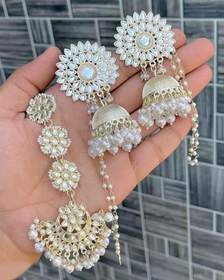 MFC Alloy Gold-plated White Jewellery Set(Pack of 3)