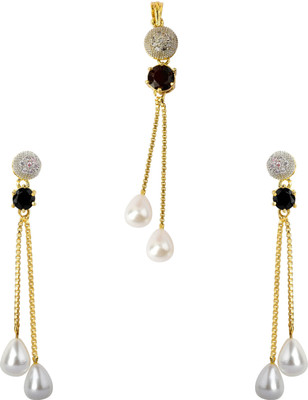 M Creation Alloy Gold-plated Black Jewellery Set(Pack of 1)