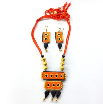 Akibuki Terracotta Orange Jewellery Set(Pack of 1)