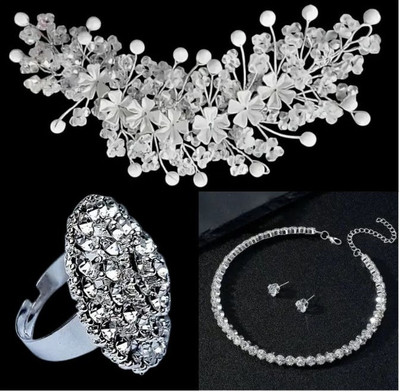 Mmu Fashion Alloy Silver Silver Jewellery Set(Pack of 3)
