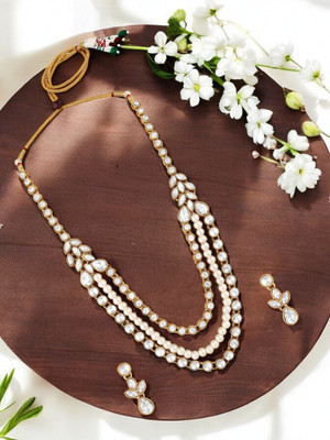 Stefan Alloy Gold-plated White Jewellery Set(Pack of 1)