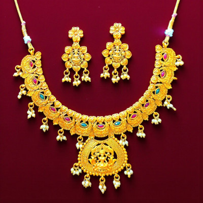 Aroras Bridal & Fashion Jewellery Copper Gold-plated Gold Jewellery Set(Pack of 1)