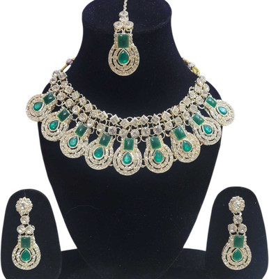 amulet aura Alloy Gold-plated, Silver Green, Silver Jewellery Set(Pack of 1)