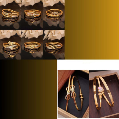 VEDDAA Brass Gold-plated Gold Jewellery Set(Pack of 8)