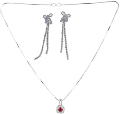 SRK Fashions Alloy Maroon, Silver Jewellery Set(Pack of 1)