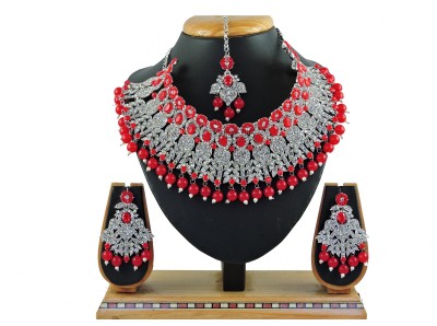 VATSALYA creation Alloy Gold-plated Red, Silver Jewellery Set(Pack of 1)