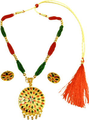 balaji gold Copper Gold-plated Red, Green Jewellery Set(Pack of 1)