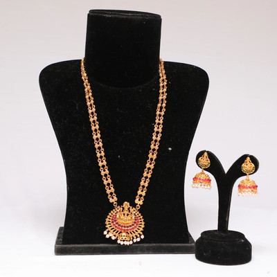 Swarajshop Alloy Gold-plated Red, Green Jewellery Set(Pack of 1)