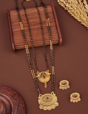 house of common Alloy Gold-plated Gold, Black Jewellery Set(Pack of 2)