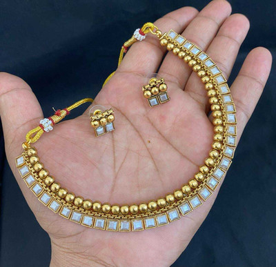 PBM CREATIONS Copper Gold-plated White, Gold Jewellery Set(Pack of 3)