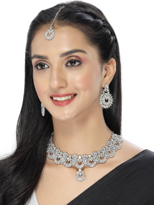 Sukkhi Alloy Rhodium Silver Jewellery Set(Pack of 1)