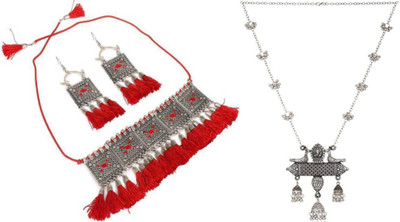 JMBW INTERNATIONAL Alloy Red, Silver Jewellery Set(Pack of 2)