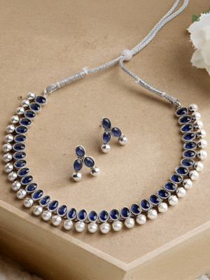 ZENEME Alloy Gold-plated Blue Jewellery Set(Pack of 1)
