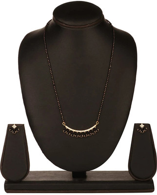 Pardha Jewels And Style Alloy Black, Gold Jewellery Set(Pack of 2)