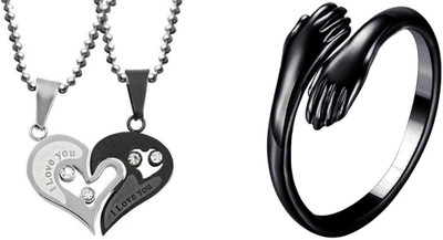 ruby collection Alloy Silver, Black, Black, Black Jewellery Set(Pack of 2)