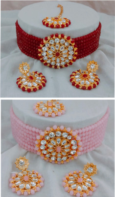 Ruhi Alloy Gold-plated Multicolor Jewellery Set(Pack of 3)