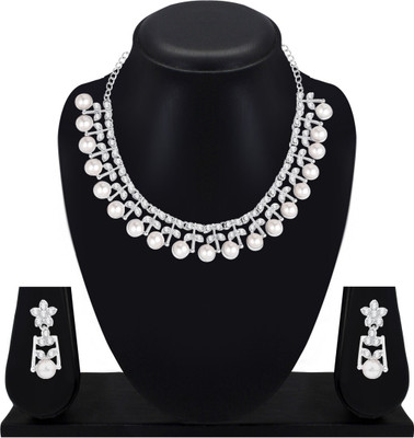 R A Enterprises Alloy Silver Jewellery Set(Pack of 1)