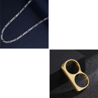 MAATRCHAAYA Stainless Steel Sterling Silver, Gold-plated Silver, Gold Jewellery Set(Pack of 2)
