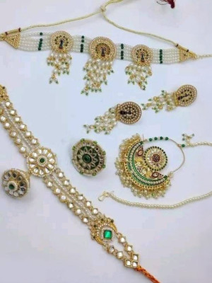 RajputiFancy Alloy Gold-plated Green Jewellery Set(Pack of 6)