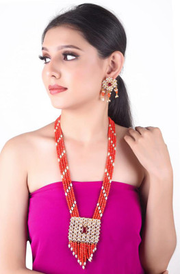 Kirti Traders Alloy Gold-plated Red Jewellery Set(Pack of 1)