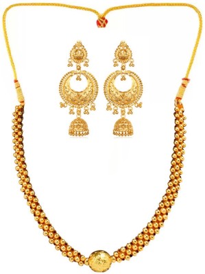 Heer Collection Brass, Copper, Dori, Alloy Gold-plated Gold, Maroon Jewellery Set(Pack of 1)