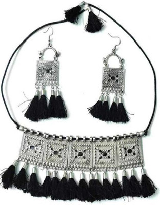 SPARKLIZA Brass Silver Red Jewellery Set(Pack of 1)